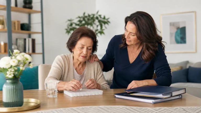 בת מסייעת לאמה המבוגרת בהתנהלות יומיומית בבית